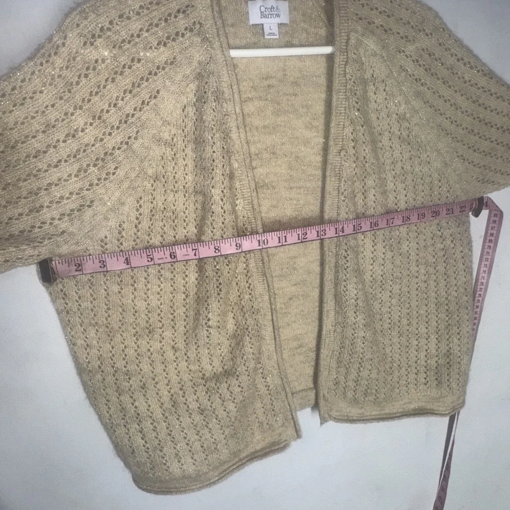 Croft &‎ Barrow Beige Knit Open Front Cardigan Women's Size L